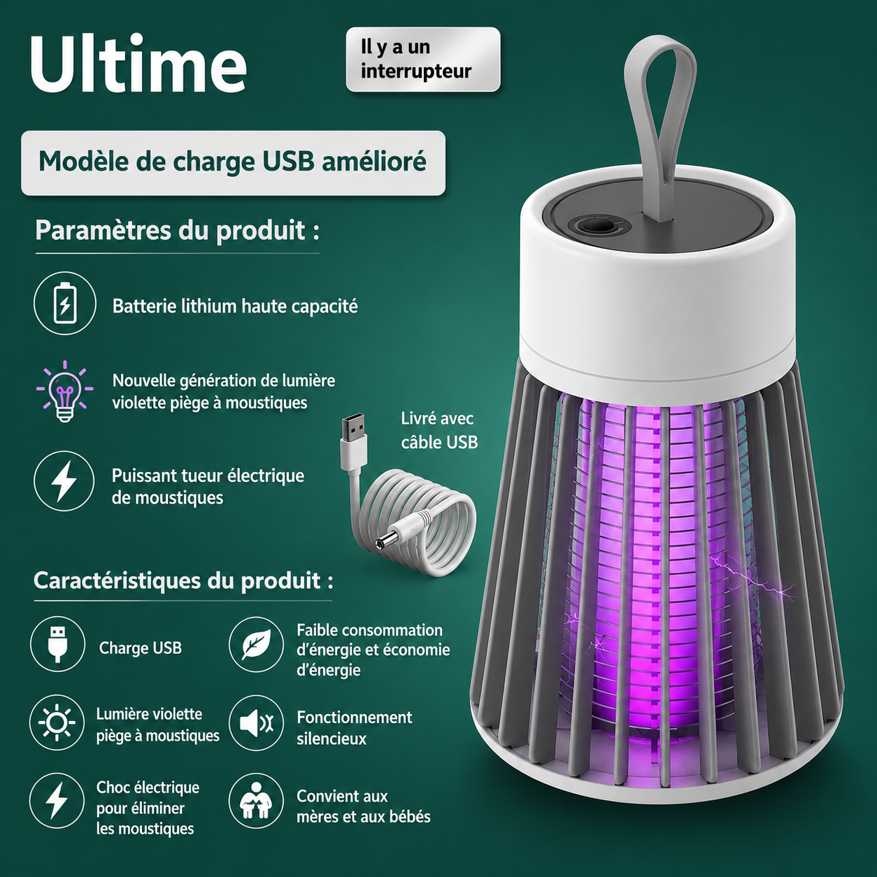 NightGuard™ Pro — Lampe Anti-Moustiques Électrique Rechargeable Summerfix